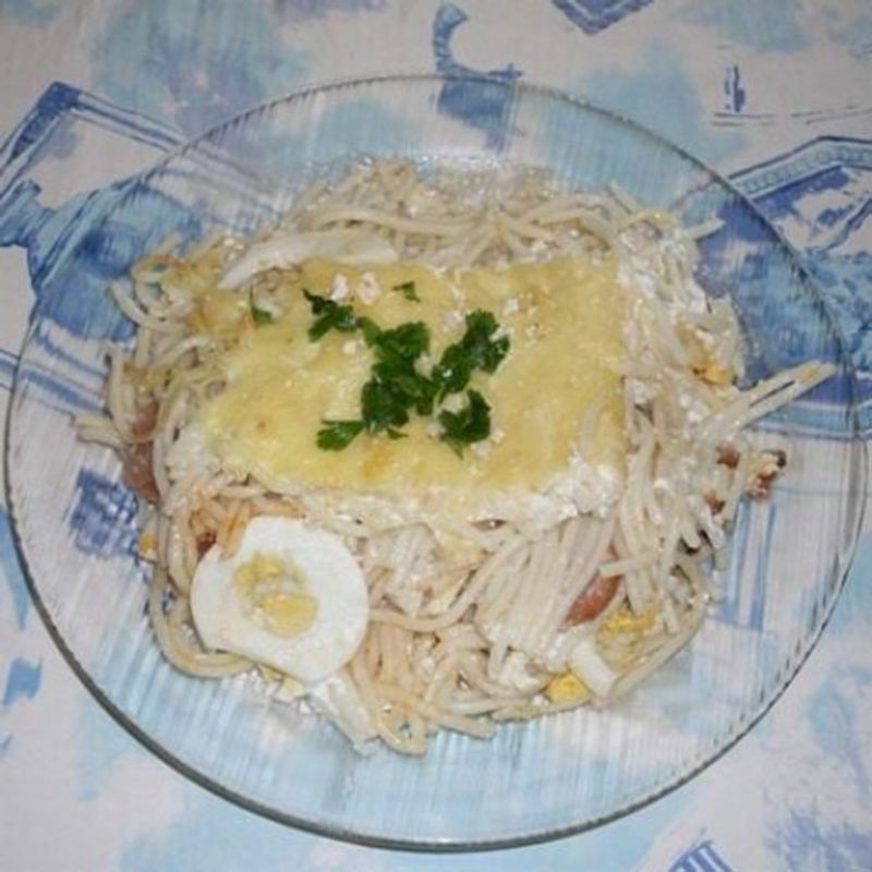 Kolbászos rakott spagetti 