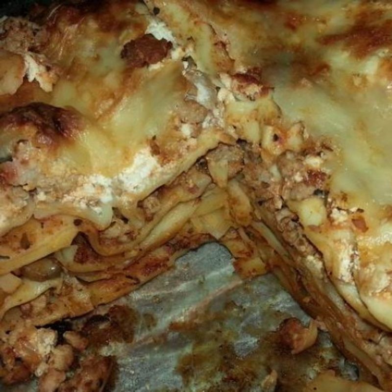 Húsos-gombás lasagne