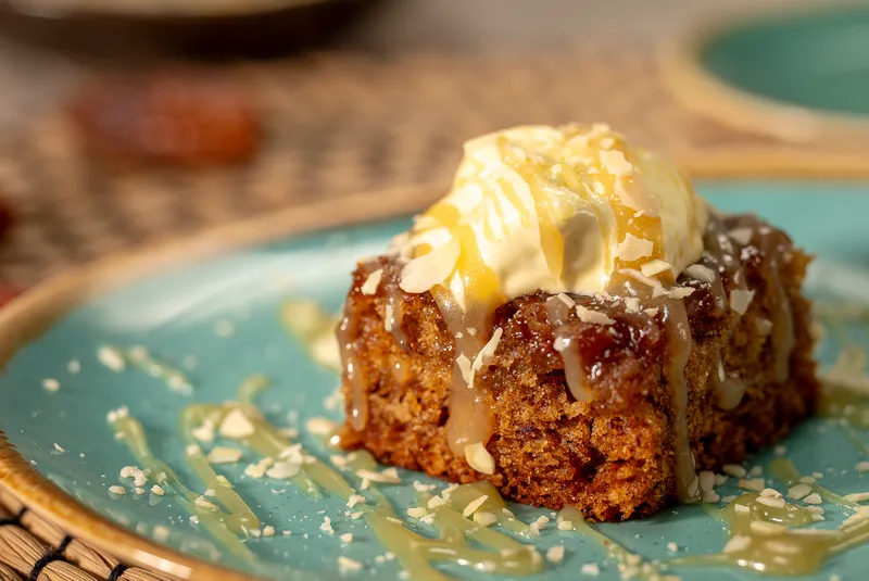 Sticky toffee pudding  
