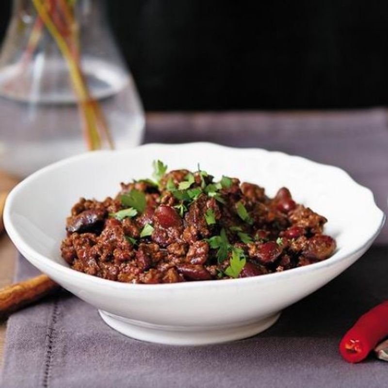 Chili con carne csokival és fahéjjal