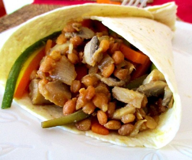 Lencsés burrito édesburgonya-csíkokkal