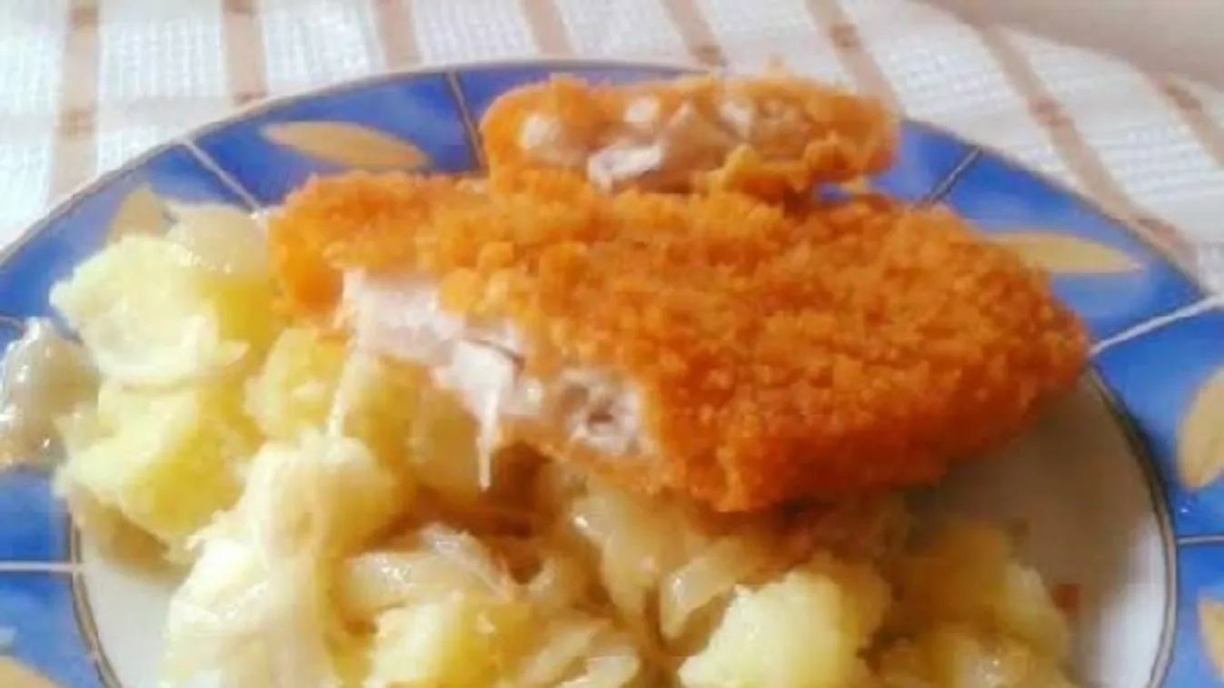 Rántott tőkehalfilé hagymás burgonyával recept