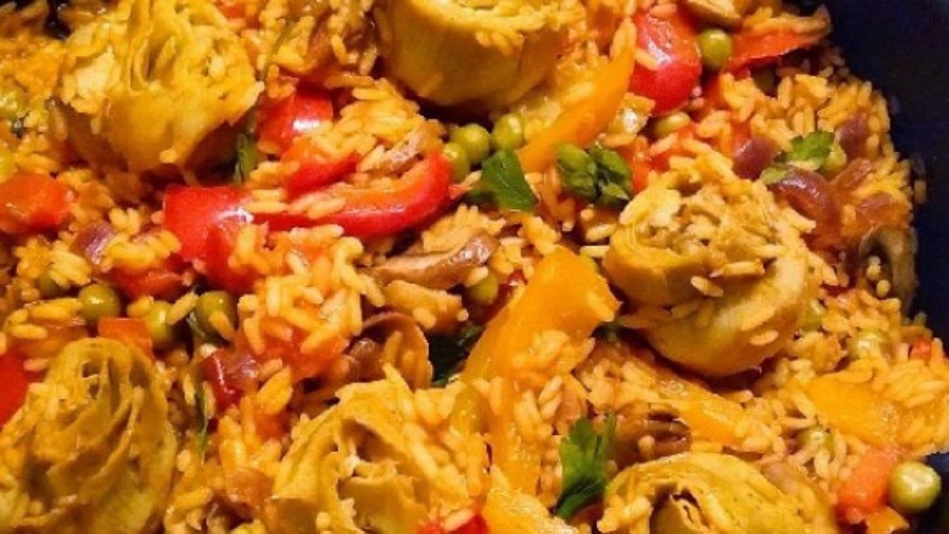 Egyszerű aricsókás paella - vegán recept!