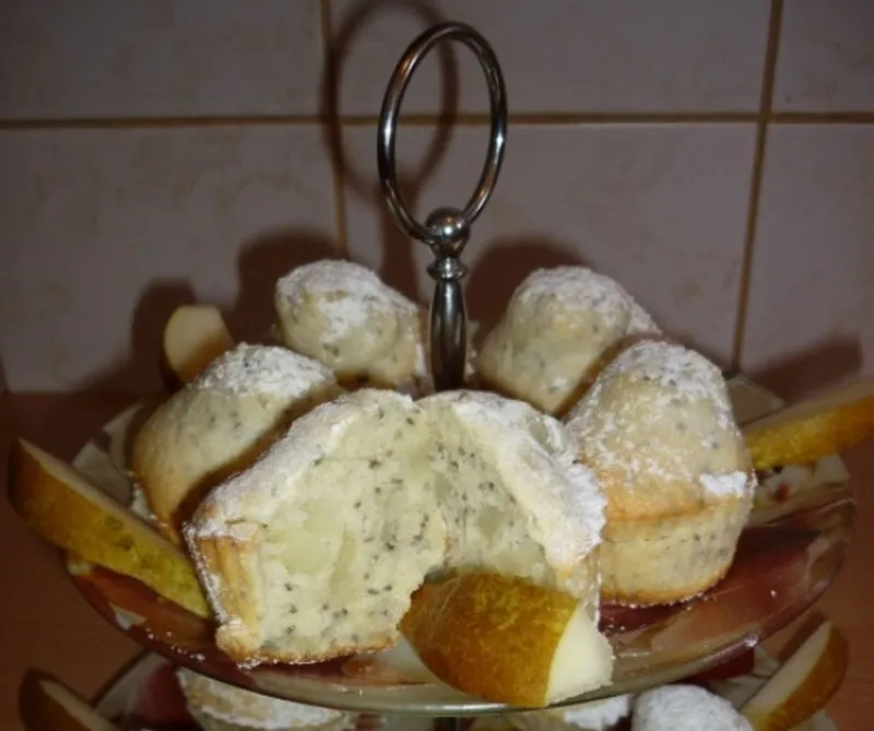 Chia magos körtés muffin