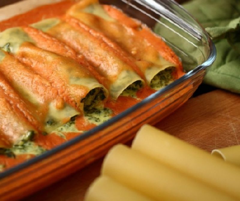 Spenótos ricottával töltött cannelloni