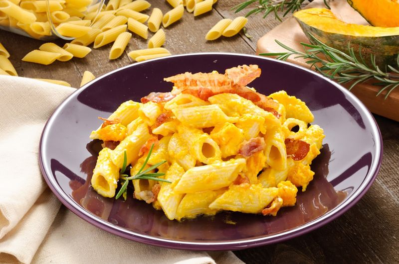 Egyedényes sütőtökös penne