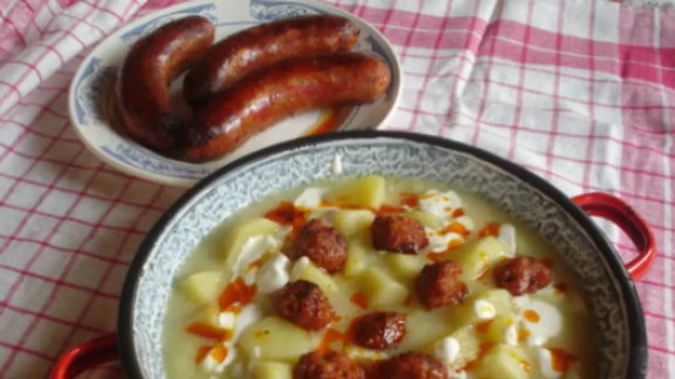 Burgonyafőzelék kolbászgolyócskákkal recept