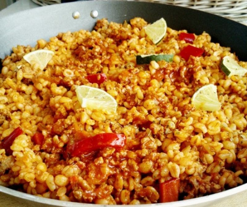 Bulgur paradicsomos darálthússal