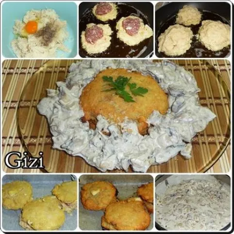 Litván töltött krumpli gombamártással recept