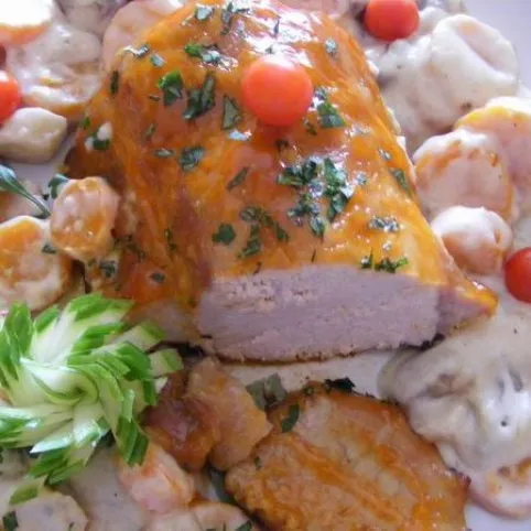 Mázas karaj tejszínes raguval recept