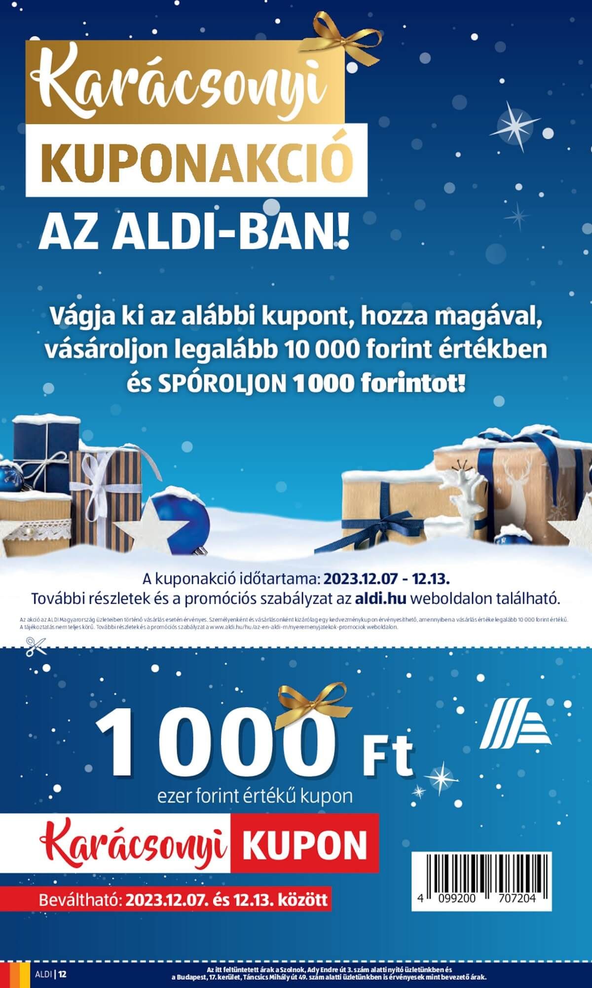 Karácsonyi kuponakció indul az Aldiban, mindössze egy hétig lesz beváltható /Fotó: Aldi