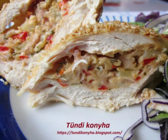 Sajtkrémmel töltött csirkemell recept