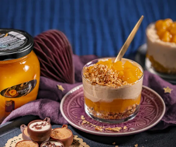 Karácsonyi sajttortakrém őszibarackkal recept