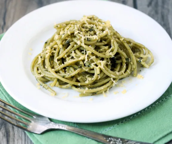 Pesztós spagetti recept