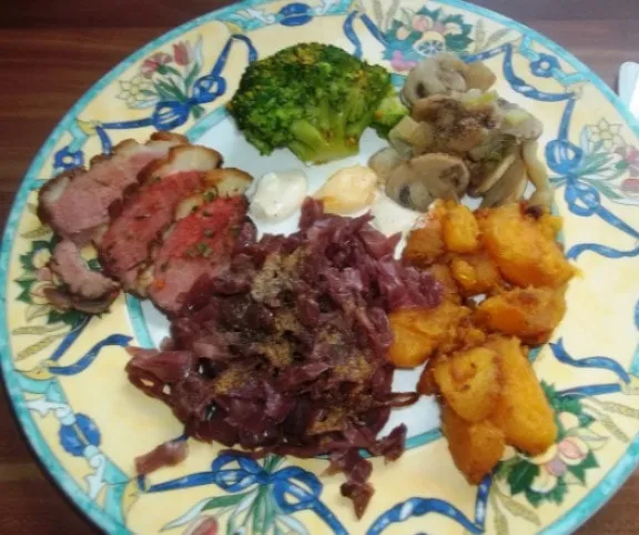 Sült kacsamell lilakáposztával recept