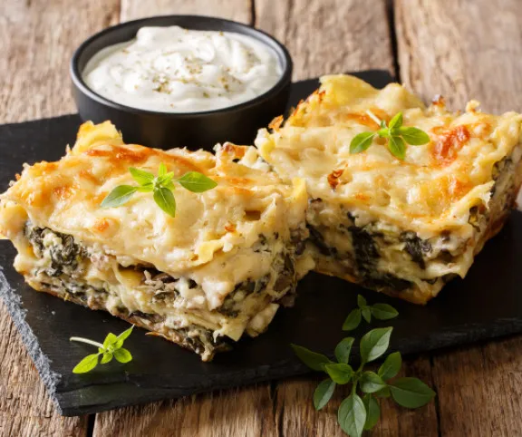 Csirkés-gombás lasagne recept