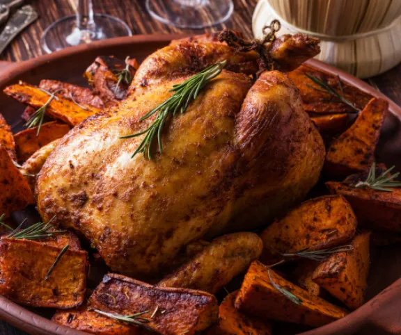 Ropogós sült csirke édesburgonyával recept