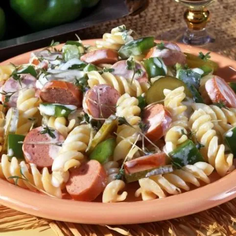 Virslis-majonézes tésztasaláta recept