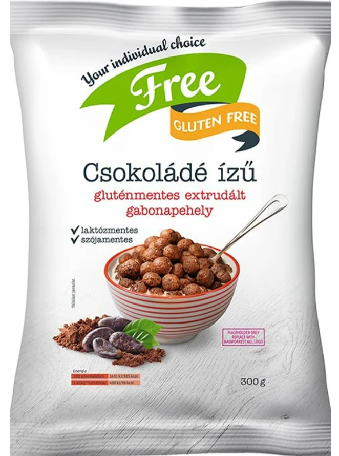 FREE Csokoládé ízű gluténmentes extrudált gabonapehely, 300 g