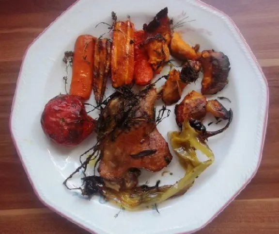 Kacsacomb sült zöldségekkel recept