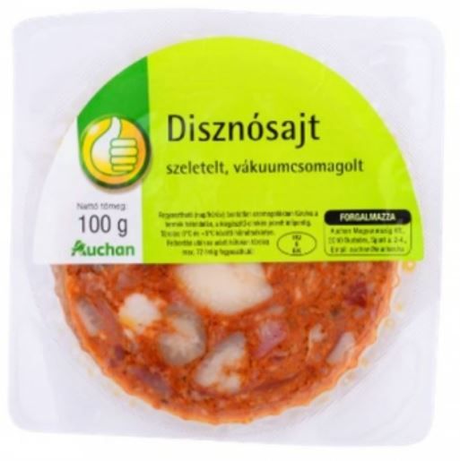 Szennyezettség miatt visszahívta az Auchan saját márkás szeletelt disznósajtját a Nébih