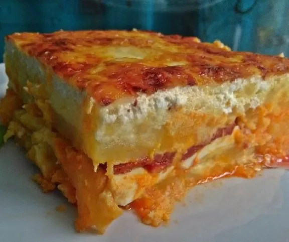 Rakott krumpli sajttal sütve recept