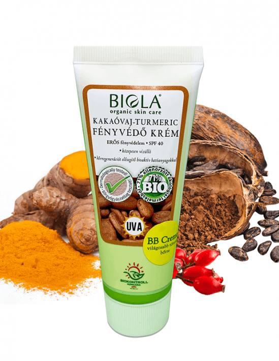 BIOLA – BIO KAKAÓVAJ – TURMERIC FÉNYVÉDŐ KRÉM SPF40 >>>