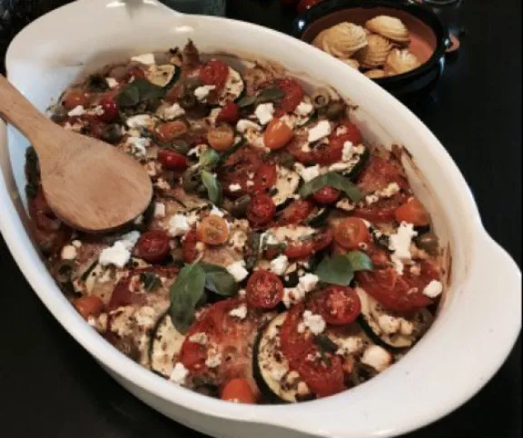 Mediterrán rakott csirkemell hercegnőburgonyával recept