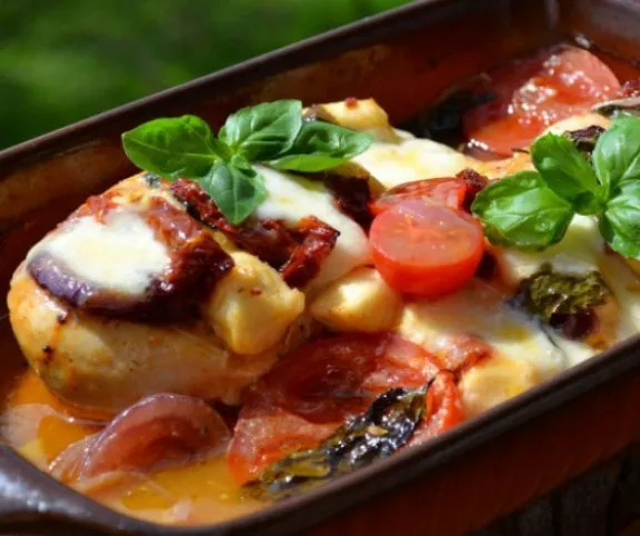 Mediterrán töltött csirkemell recept
