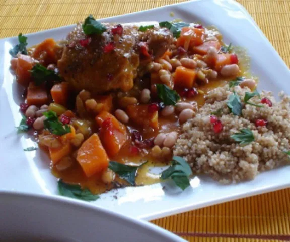 Gránátalmás-édesburgonyás csirkeragu recept