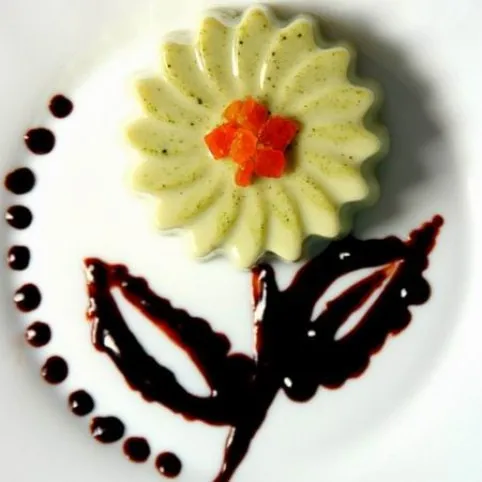 Panna cotta matcha teával és csokiöntettel recept