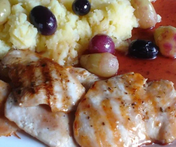 Roston sült csirkemell szőlővel recept