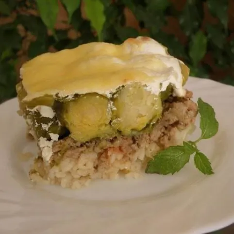 Húsos-rizses rakott kelbimbó recept