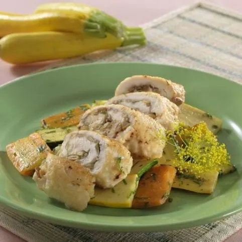 Magos csirketekercs sült zöldségekkel recept