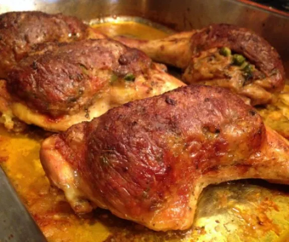 Töltött csirkecomb zöldségekkel recept