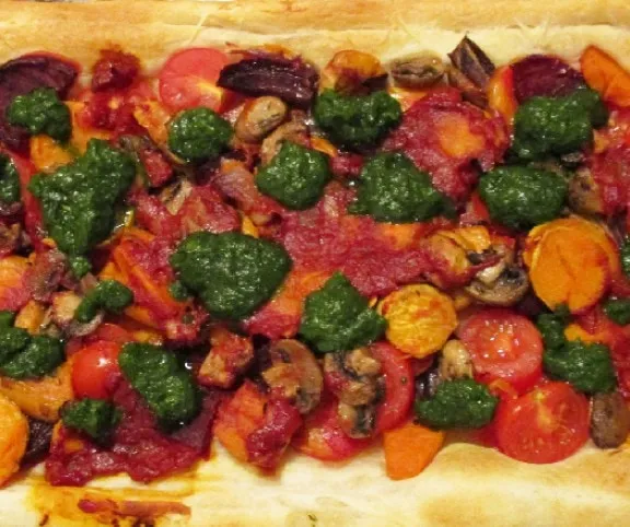 Sütőtökös lepény diós pestóval recept