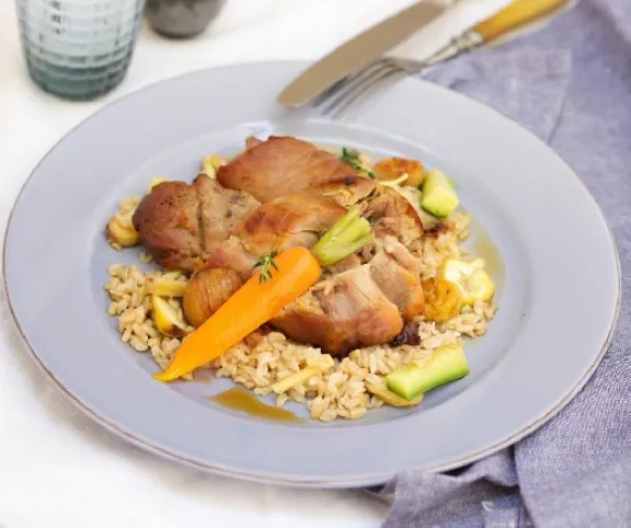 Párolt pulykacomb gyömbéres-gesztenyés rizzsel recept