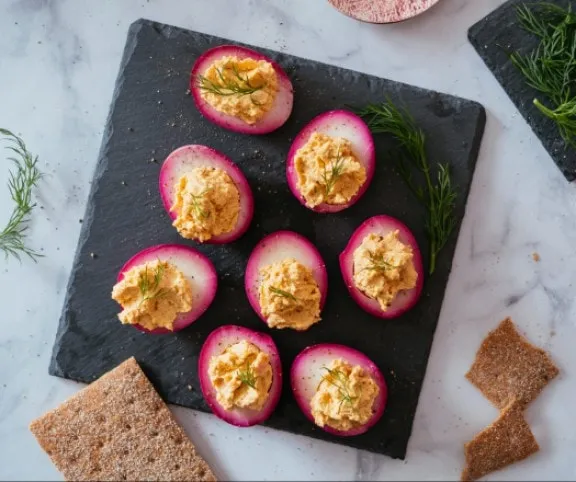 Céklás töltött tojások recept