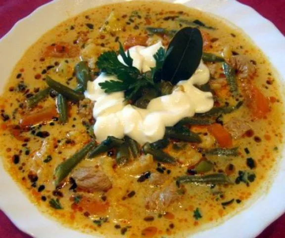 Tárkonyos zöldbableves gazdagon recept