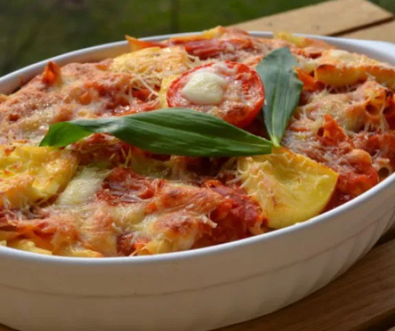 Medvehagymás rakott penne recept