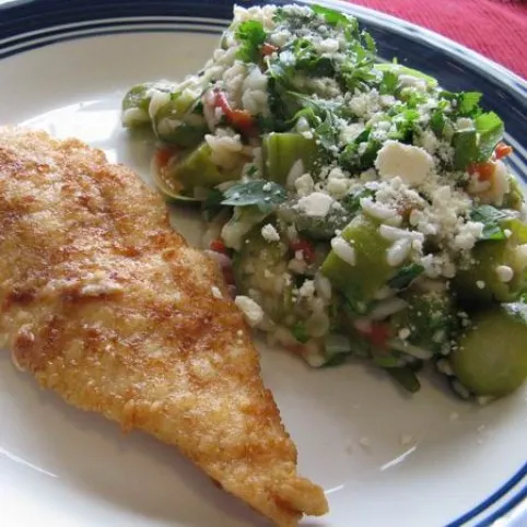 Okrás rizottó sült csirkemellel recept