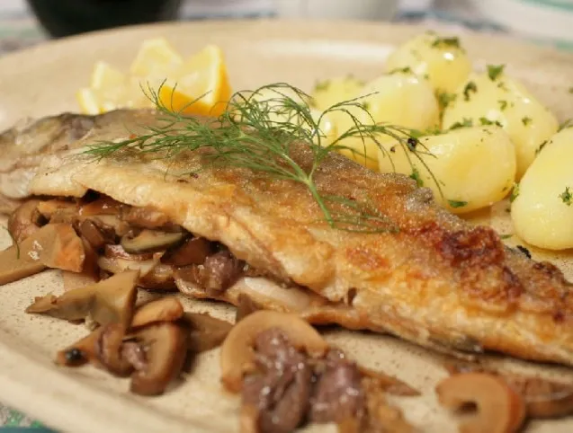 Gombával töltött pisztráng recept