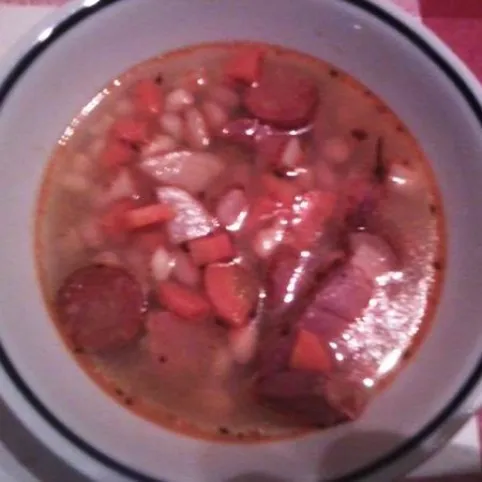 Fejtett bableves füstölt oldalassal recept