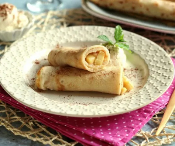 Zabpalacsinta karamellizált almával, tejfölkrémmel recept