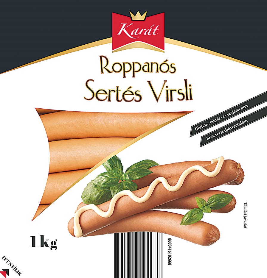 Karát roppanós sertés virsli, 1000 g