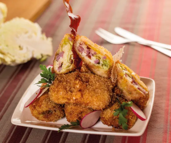 Rántott kelkáposzta sonkával töltve recept