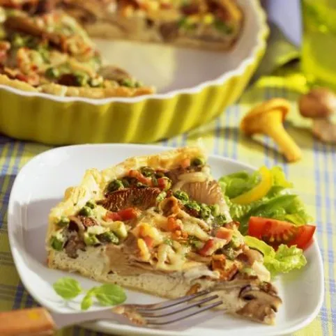 Gombás-zöldborsós quiche recept