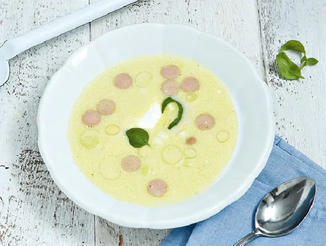 Burgonyakrémleves virslivel recept