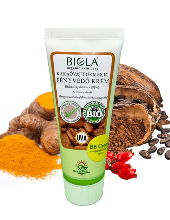 BIOLA – BIO KAKAÓVAJ – TURMERIC FÉNYVÉDŐ KRÉM SPF40 >>>