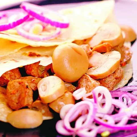 Gombás-húsos lángos recept
